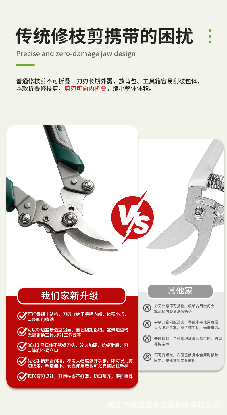 Stainless Steel Reinforced Pruning Shears - 12